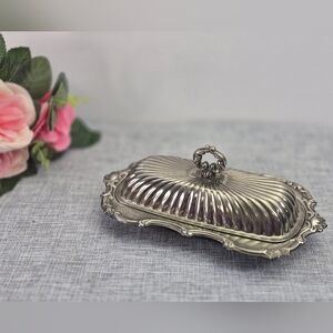 Vintage Silverplate Dome Butter Dish With Glass Insert by Leonard Hong Kong